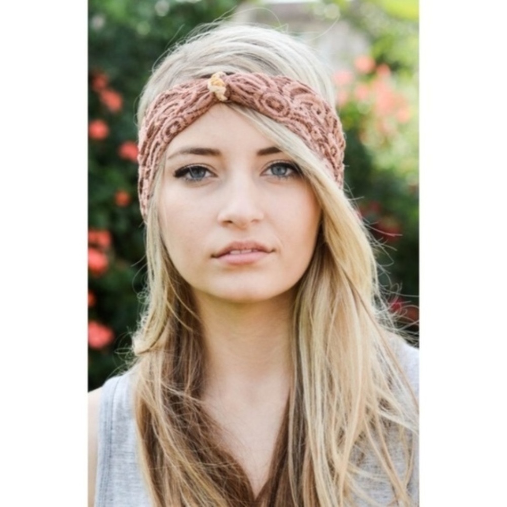 Dusty Mauve Boho Lace Headband